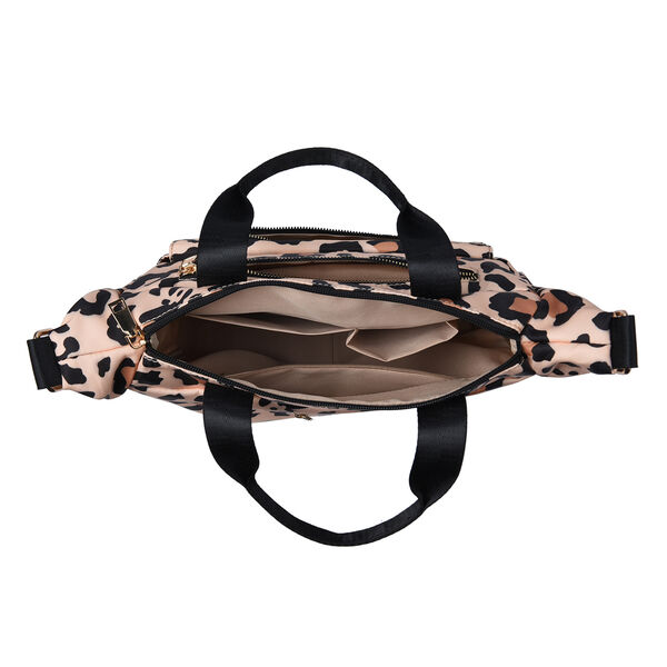 Leopardenmuster Schultertasche für Damen, Größe 32x12x25 cm, Schwarz und Braun image number 5