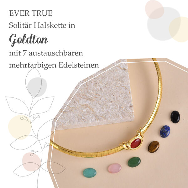 EVER TRUE schlichte Solitär-Edelstein-Halskette in Goldton image number 10