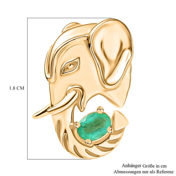 Kagem Sambischer Smaragd Anh&auml;nger 925 Silber 750 Gelb Vergoldet ca. 0.20 ct image number 6