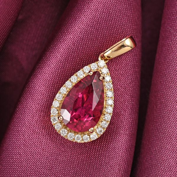 ILIANA AAA Rubellit und Diamant Anh&auml;nger in 750 Gelbgold - 2,70 ct. image number 7