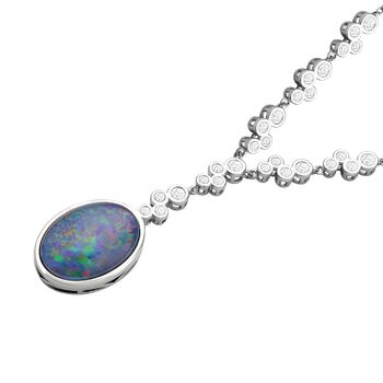 Boulder Opal Triplett und Zirkon Halskette, 45 cm - 8,29 ct.