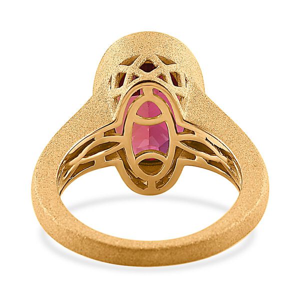 Lab Created Padparadscha-Saphir Ring, 925 Silber Gelbgold Vermeil, (Größe 20.00) ca. 7.10 ct image number 6