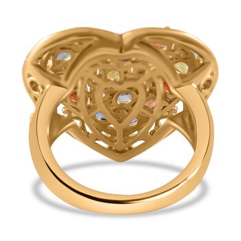 Mehrfarbiger Saphir Herz Ring, ca. 3,27 ct