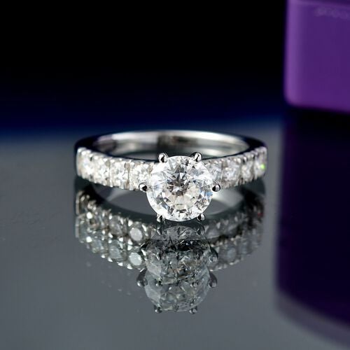 D’joy 100 Facetten Moissanit Ring 925 Silber platiniert (Größe 20.00) ca. 1,75 ct image number 1