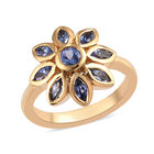 Tansanit Blumen Ring 925 Silber 585 Vergoldet ca. 1.0 image number 3