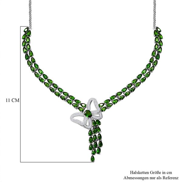 Natürliche Chromdiopsid und Zirkon-Halskette, 45 cm - 21,02 ct. image number 5