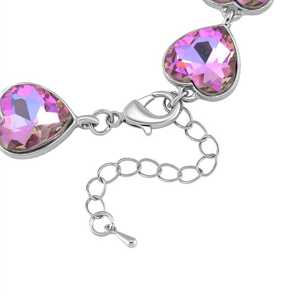 2er Set - Mystischer Rosa Kristall Armband und Ohrringe, Silberfarben image number 4