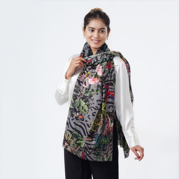 LA MAREY Schal aus 100% Premium-Kaschmir mit Digitaldruck, 70x200cm, Tropical image number 6