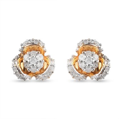 Diamant-Ohrstecker, 925 Silber Gelbgold Vermeil ca. 0,33 ct