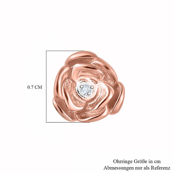 Wei&szlig;er Diamant P Ohrringe 925 Silber 750 Ros&eacute;gold Vermei image number 6