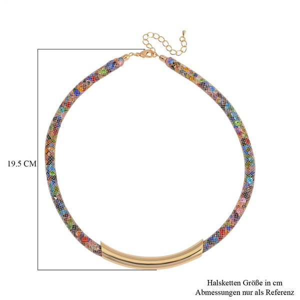Mehrfarbiger Kristall Halskette ca. 48 cm Messing image number 4