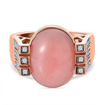 AA rosa Opal und Zirkon Ring - 7,83 ct.