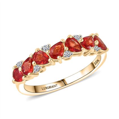 LUXURIANT DIAMOND - AAA Orange Saphir, Lab Grown Diamant Ring 417 Gold (Gr&ouml;&szlig;e 16.50) ca. 1,81 ct
