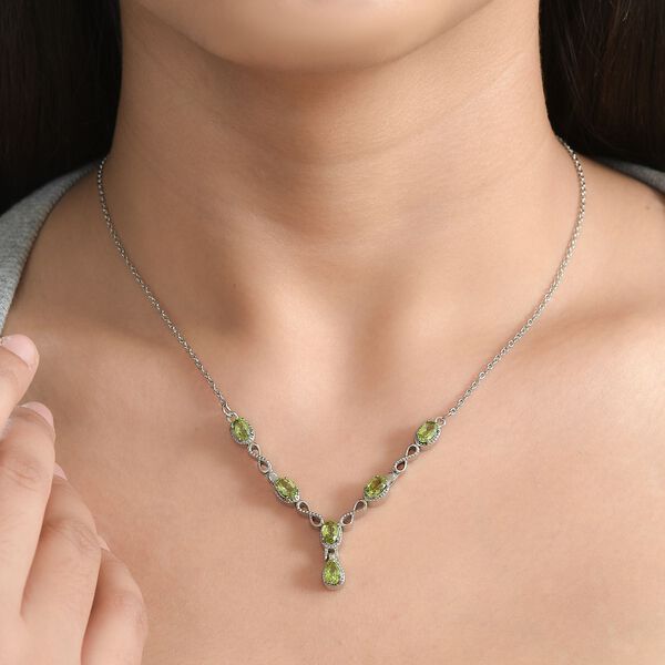 Natürliche Peridot Halskette, ca. 45 cm 316L Edelstahl ca. 2.80 ct image number 2