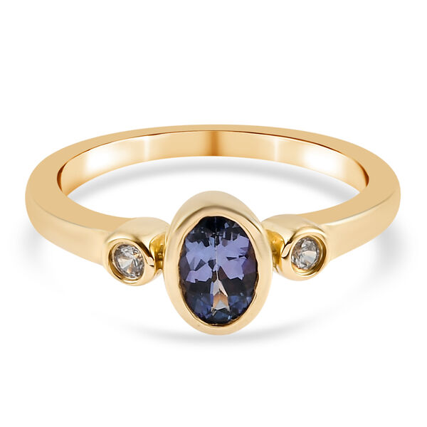 Tansanit und Zirkon Ring 925 Silber vergoldet  ca. 0,61 ct image number 0