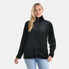 LA MAREY - Velvet Kuschel Jacke mit Reißverschluss und 2 Taschen, Schwarz, L/XL