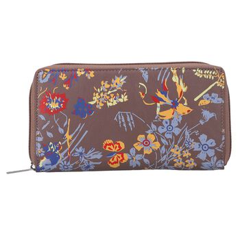 CLOSE OUT - UNION CODE: 100% Echtleder Brieftasche und RFID schutz, 19x12 cm, Blumenmuster, braun