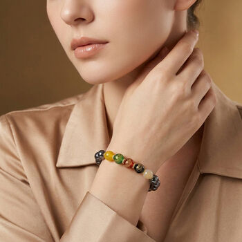 Flexibles Terahertz und mehrfarbiges Achat Armband -120 ct.