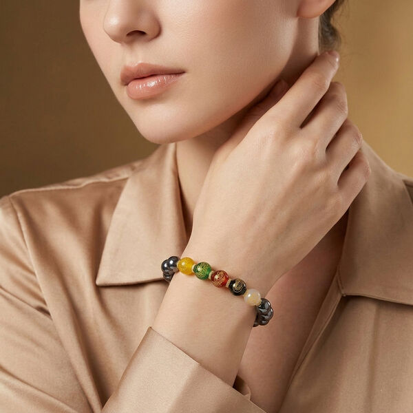 Flexibles Terahertz und mehrfarbiges Achat Armband -120 ct. image number 3