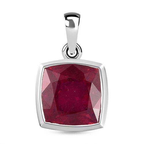 AAA Afrikanischer Rubin (Fissure gefüllt)-Anhänger, 925 Silber platiniert ca. 11.41 ct image number 0