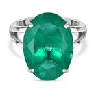 Smaragd-Quarz Triplette Ring, 925 Silber platiniert (Größe 20.00) ca. 12.76 ct