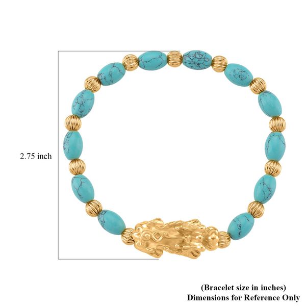 Blauer Howlit Pixiu Armband, flexibel, gelb vergoldet ca. 35.00 ct image number 6