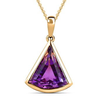 Afrikanischer Amethyst Anh&auml;nger mit Kette, 925 Silber Gelbgold Vermeil ca. 5.45 ct