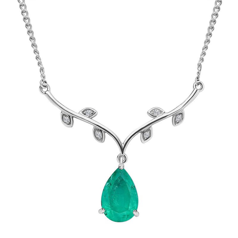 Smaragd Quarz Triplett und Zirkon Halskette, 45 cm - 6,28 ct. image number 0