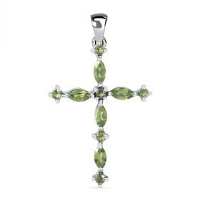 Natürlicher Peridot Anhänger 925 Silber rhodiniert ca. 1.75 ct