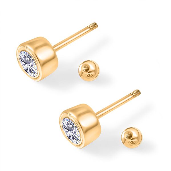 Moissanit Ohrringe 925 Silber 750 Gelbgold Vermeil ca. 0.46 ct image number 5