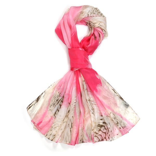 LA MAREY - Chiffonschal aus 100% Maulbeerseide in Wei&szlig; und Rosa