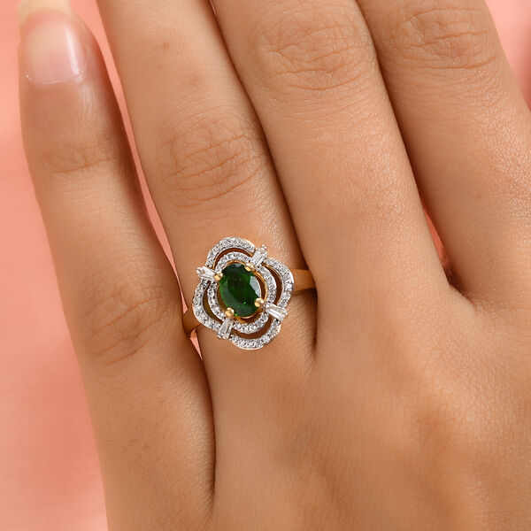 Nat&uuml;rlicher Chromdiopsid und Zirkon-Ring - 1,40 ct. image number 3