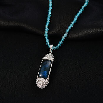 D'Joy Apatit, Labradorit Schmuckset ca. 45 cm 925 Silber rhodiniert ca. 41.96 ct