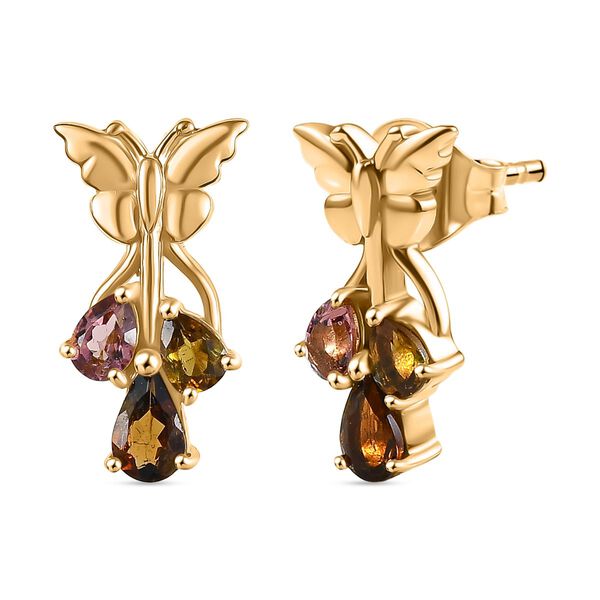 D joy Mehrfarbige-Turmalin Ohrringe 925 Silber 750 Gelb Vergoldet ca. 0.80 ct image number 0