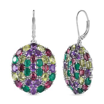 Rhodolith Granat, Peridot Ohrringe Edelstahl ca. 11.98 ct