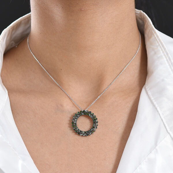 D'Joy Gr&uuml;ner Diamant Schmuckset ca. 50 cm 925 Silber Rhodiniert (10-15 Werktage Lieferzeit) ca. 1.00 ct image number 2