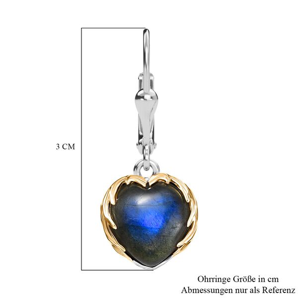 D'Joy AAA Labradorit Ohrringe 925 Silber Rhodiniert und 750 Gelbgold Vermeil ca. 7.34 ct image number 6