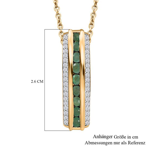 Smaragd und Zirkon Anh&auml;nger mit 50cm Kette - 1,45 ct. image number 6