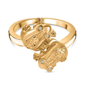 Giuseppe Perez Kanchanaburi Blauer Saphir, Wei&szlig;er Diamant Ring 925 Silber Gelbgold Vermeil (Gr&ouml;&szlig;e 17.00) ca. 0,05 ct