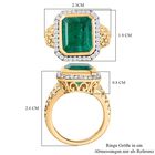 Smaragd-Quarz-Triplette, Weißer Zirkon Ring, 925 Silber Gelbgold Vermeil, (Größe 17.00) ca. 7.47 ct image number 6