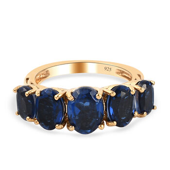 Ceylon Farbe Quarz 5-Stein-Ring, 925 Silber vergoldet (Gr&ouml;&szlig;e 16.00) ca. 4,05 ct