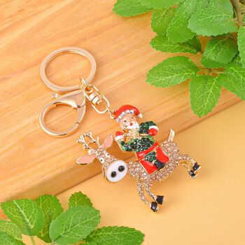 Weihnachtlicher Kristall Schl&uuml;sselanh&auml;nger, emailliert