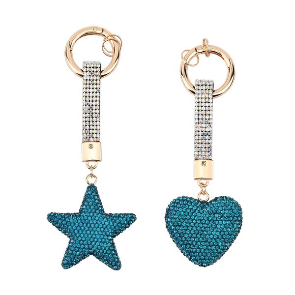 2er Set - Stern und Herz Schl&uuml;sselanh&auml;nger, 5.5x5.5cm und 4.5x4cm, blau
