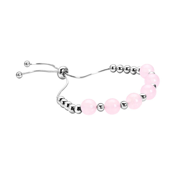 Rosenquarz-Armband, ca. 15.25 cm, reiner Edelstahl ca. 53,00 ct image number 3