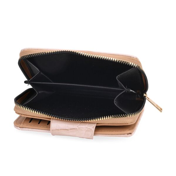 Elegante Geldbörse mit Krokoprägung, RFID-Schutz, 14,5×9,5cm, Beige image number 7