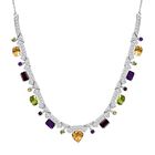 AA Citrin, Rhodolith Granat Halskette ca. 45 cm+ 5 cm extender, 925 Silber rhodiniert ca. 19,10 ct.