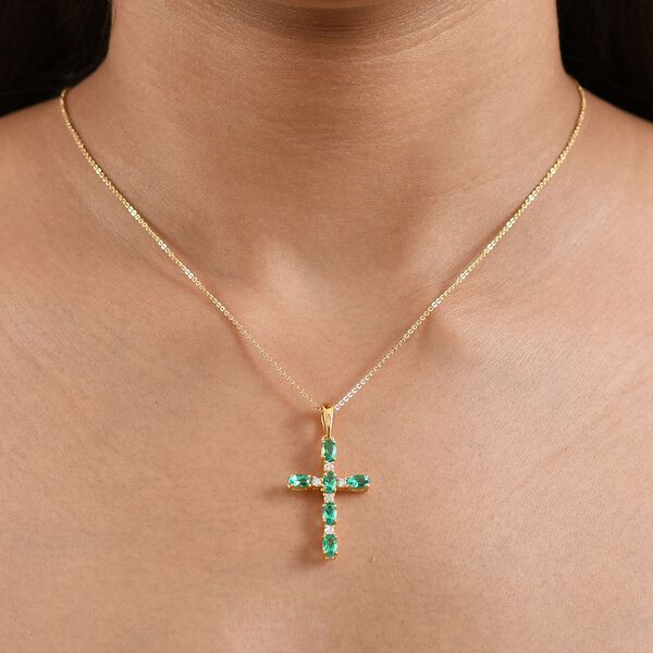 Luxuriant - AAA Lab Grown Kolumbianischer Smaragd, Moissanit Schmuckset ca. 50 cm 925 Silber 750 Gelbgold Vermeil ca. 1.80 ct image number 3