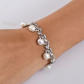 S&uuml;&szlig;wasser Perle (7.5-8 mm) Armband ca. 19 cm, nickelfreies Messing