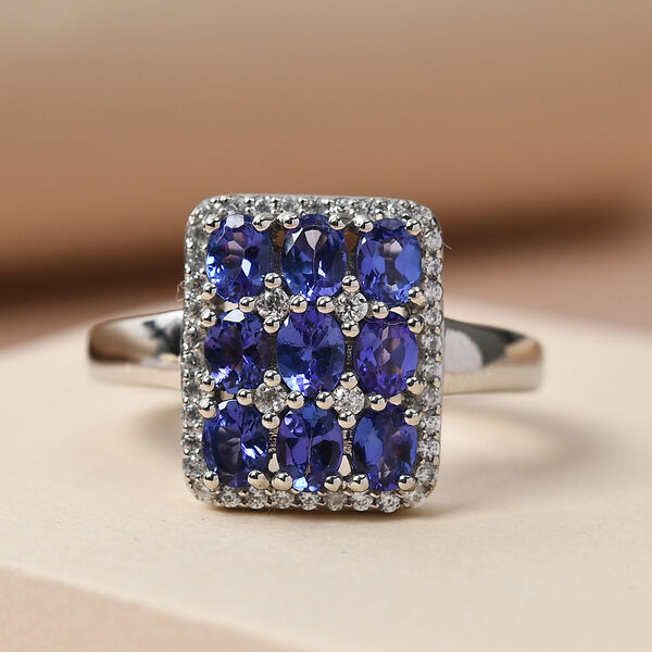 AAA Tansanit und Zirkon Cluster Ring - 2,33 ct. image number 2