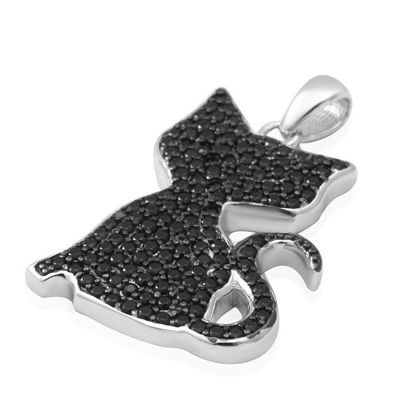Schwarzer Spinell Katze Anh&auml;nger 925 Silber rhodiniert ca. 1,33 ct image number 2